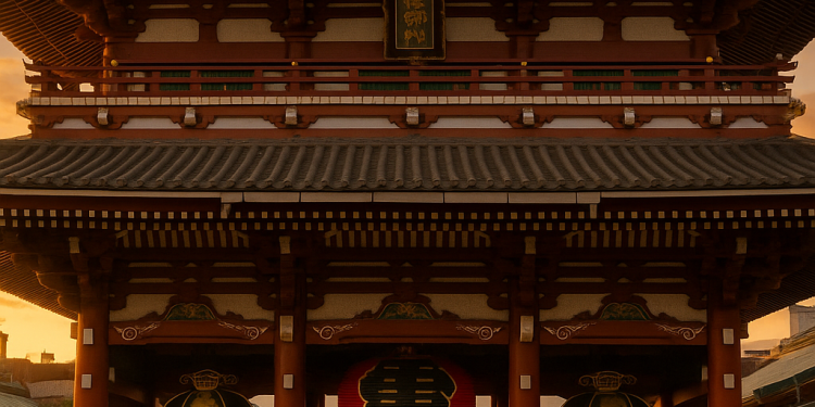 Imagen de un video generado por Sora 2 con estilo realista del Templo Senso-ji en Tokio. OpenAI