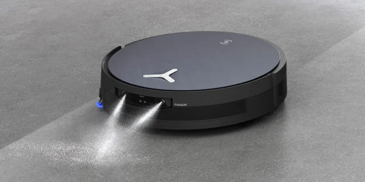 El nuevo robovac de Ecovacs elimina y trata previamente las manchas secas mediante potentes chorros El nuevo robovac de Ecovacs elimina y trata previamente las manchas secas mediante potentes chorros
