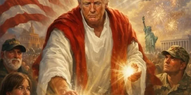 Trump publica aún más fan art de Trump-Jesús generado por IA