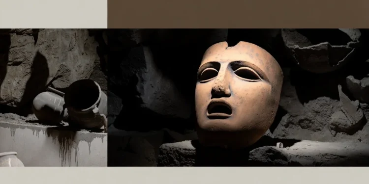 Hallan en cueva croata una escultura de terracota con máscara de teatro griego