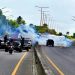 Policía Nacional arremete con bombas lacrimógenas contra marcha en respaldo a planta de residuos sólidos en La Cuaba Policía Nacional arremete con bombas lacrimógenas contra marcha en respaldo a planta de residuos sólidos en La Cuaba