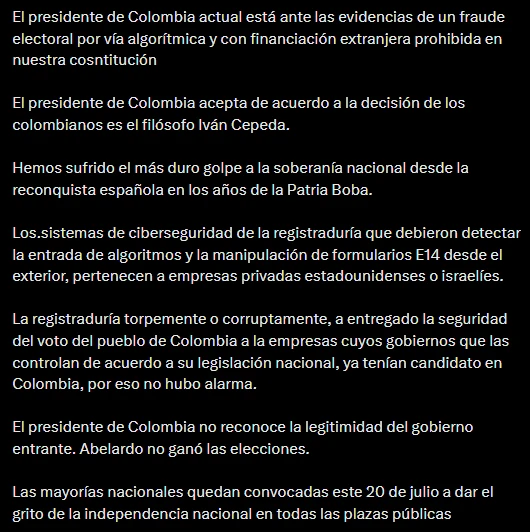 El mensaje de Gustavo Petro.