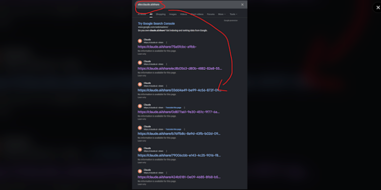 Uh-oh: algunas conversaciones y artefactos compartidos por Claude parecen estar indexados y accesibles públicamente en la Búsqueda de Google.