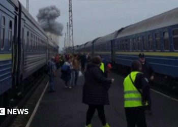 Russia struck train near Poland border shortly after Boris Johnson and top European officials passed through